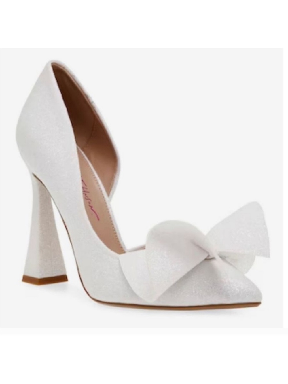 Betsey Johnson Nobble Ivory Glitter Heels With Bow